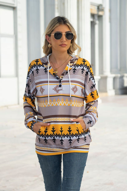 Geometric Pattern Long Sleeve  Sweatshirt