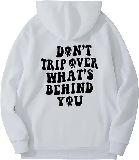 Leisure Pullover Drawstring Letter Print Pattern Hoodie