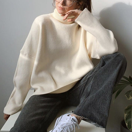 Turtleneck Solid Color Pullover