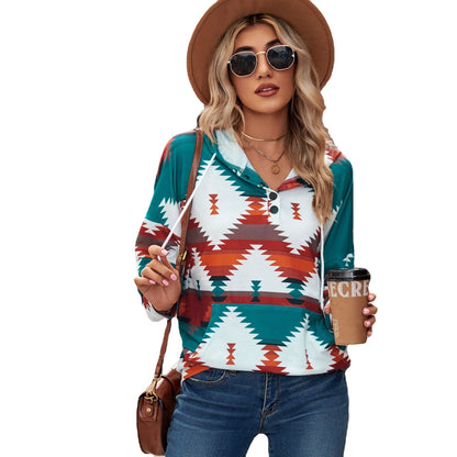 Geometric Pattern Long Sleeve  Sweatshirt