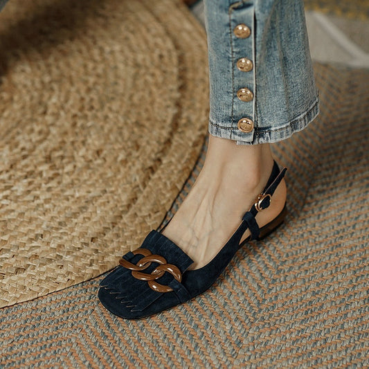 Tassel Buckle Sandals with Toe