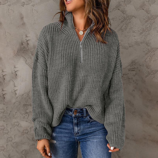 Half Open Turtleneck Pullover Sweater