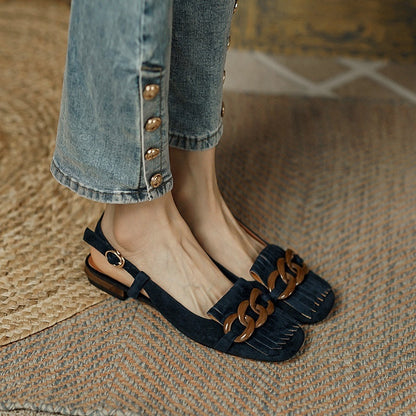 Tassel Buckle Sandals with Toe