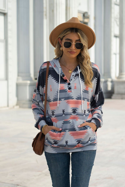 Geometric Pattern Long Sleeve  Sweatshirt