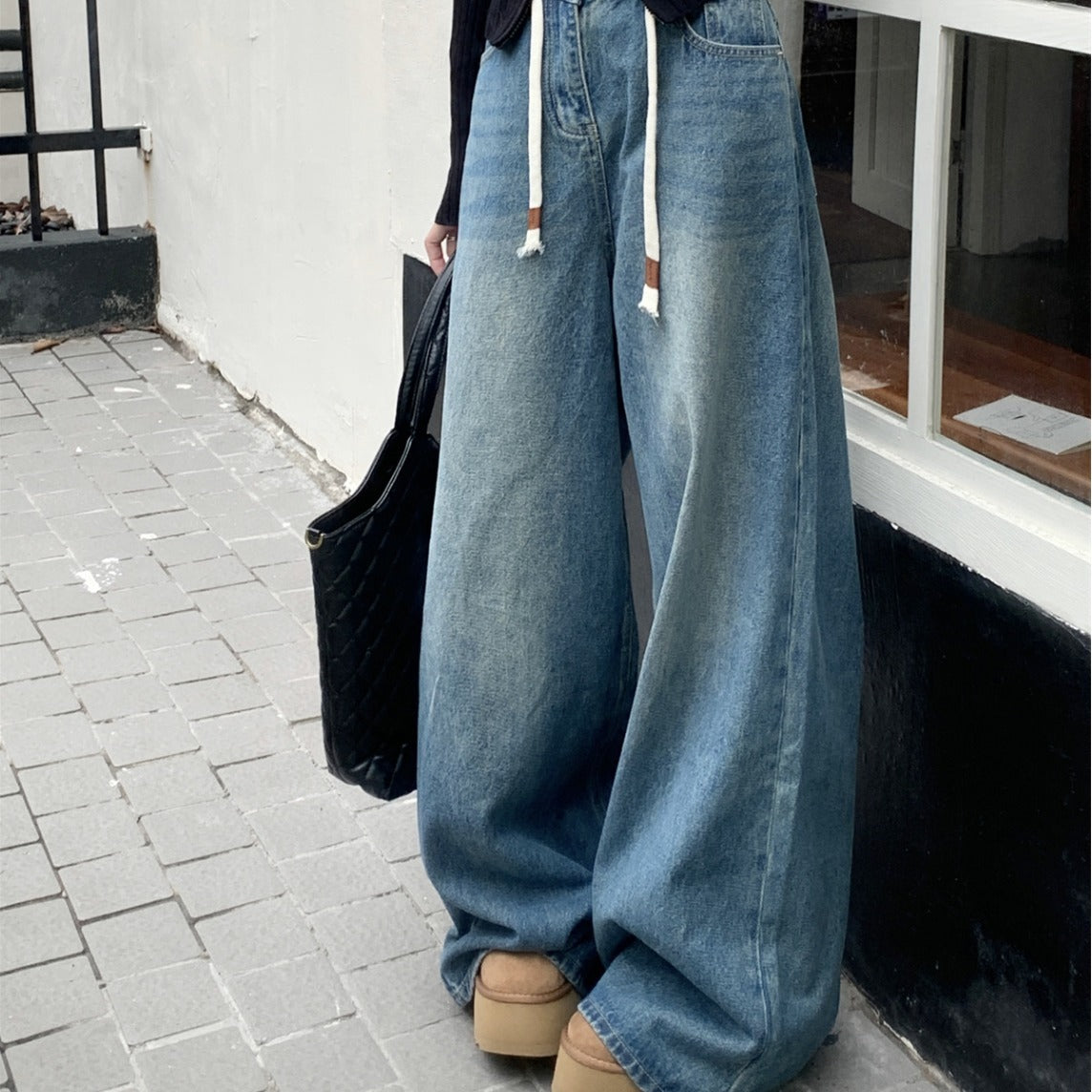 Vintage Blue Drawstring Jeans