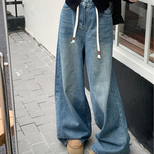 Vintage Blue Drawstring Jeans