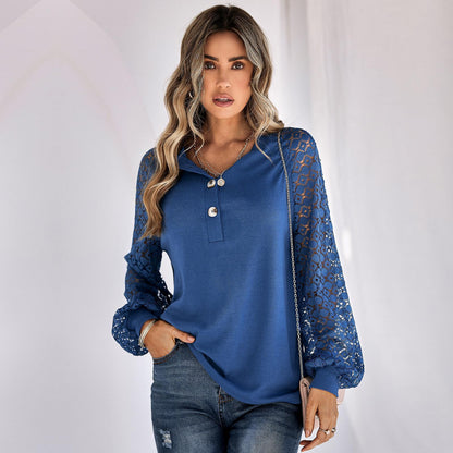 Casual Lace Button Top