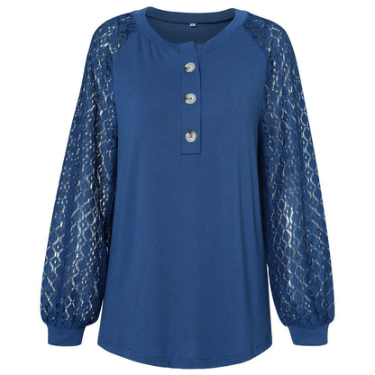 Casual Lace Button Top